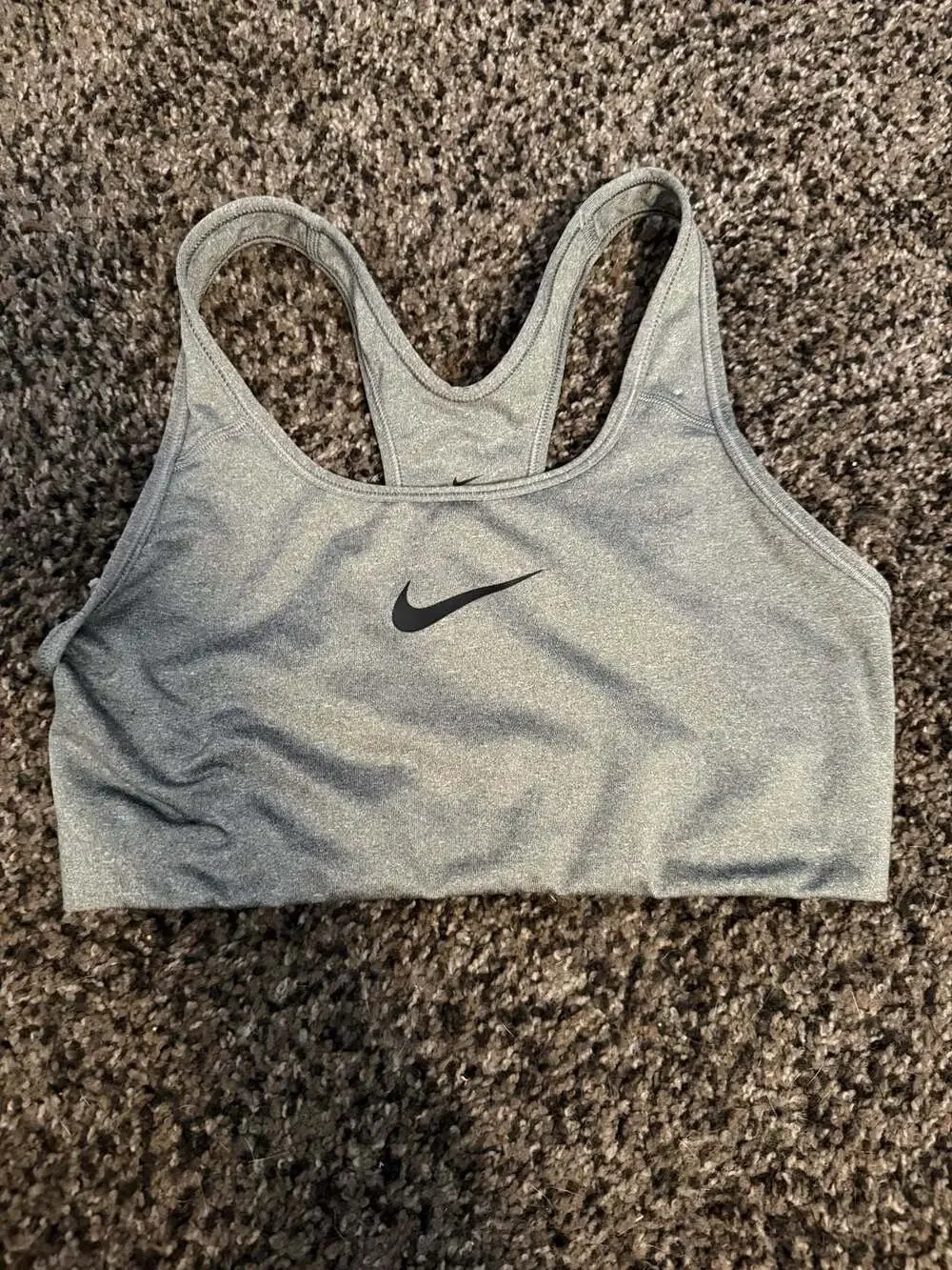 Nike Dri-Fit Sports Bra Size M Gray Racerback Swoosh